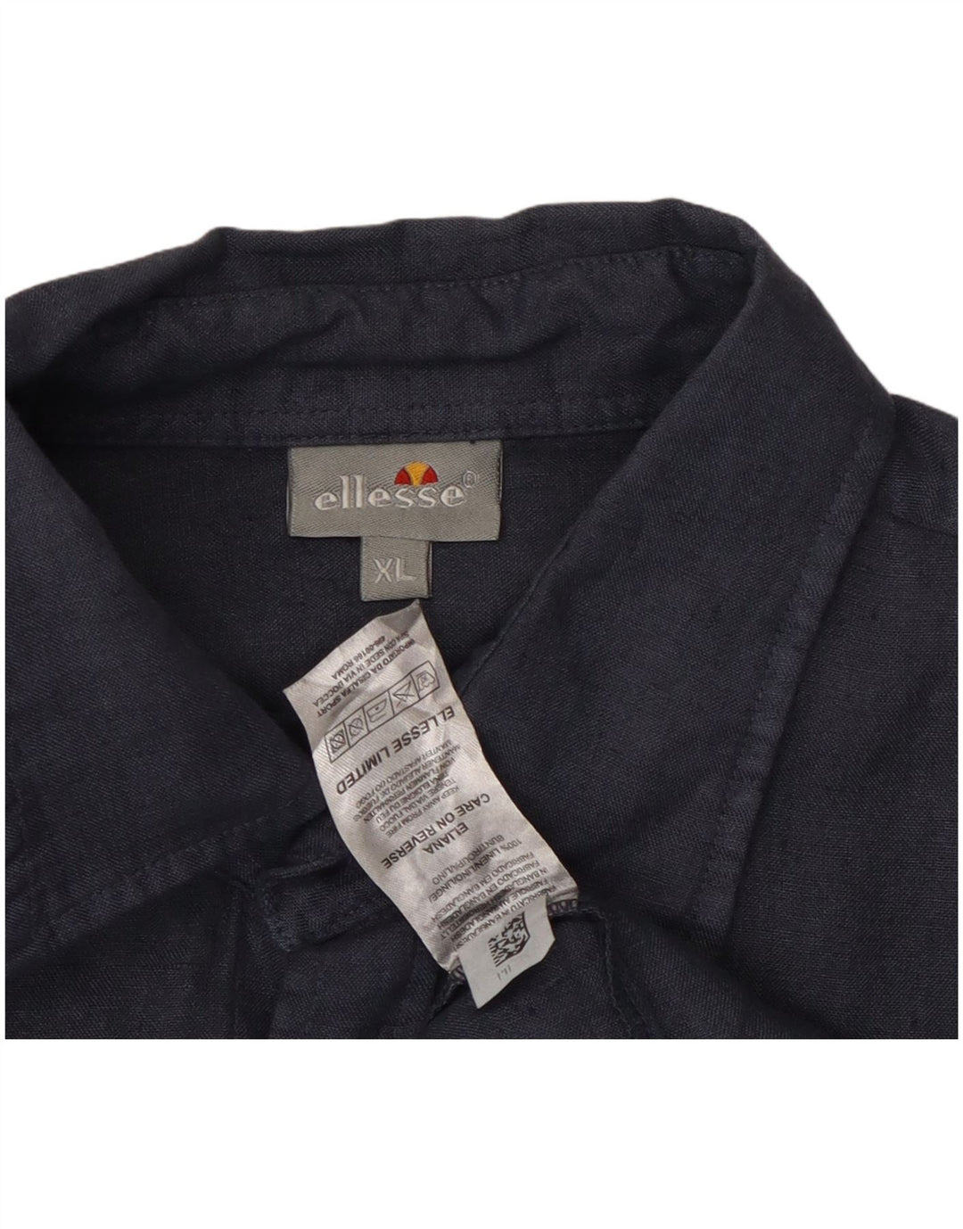 ELLESSE Mens Shirt XL Navy Blue Linen