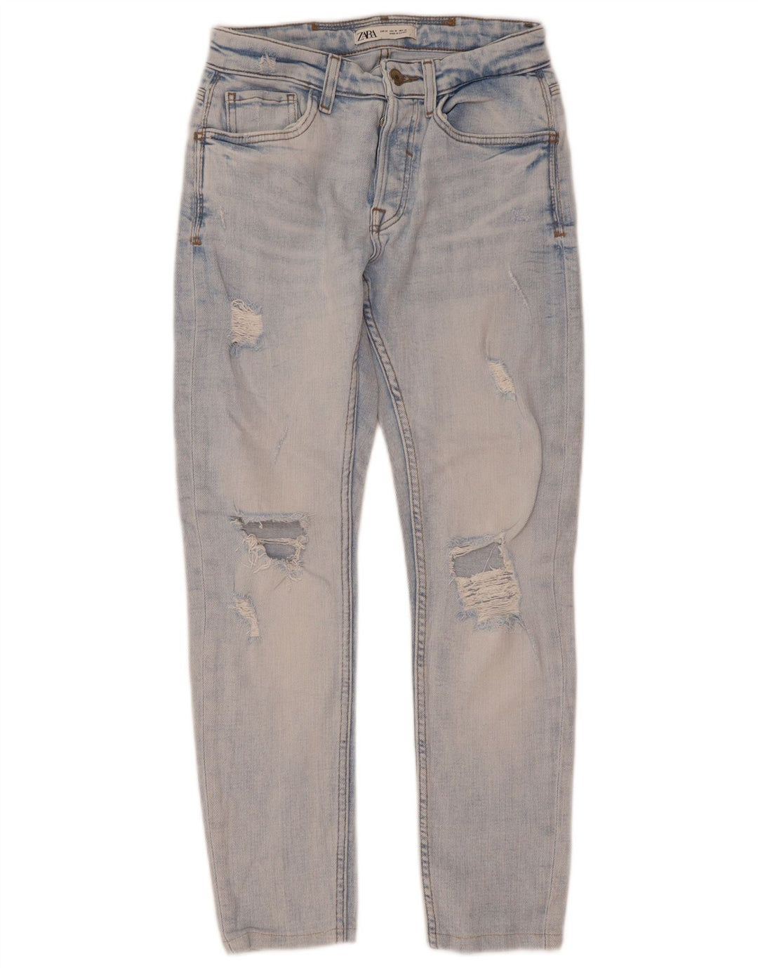 Jeans slim invecchiati da uomo Zara EU 38 piccoli W30 L28 blu