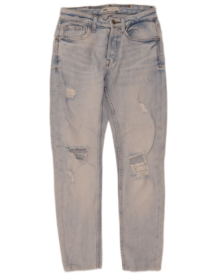 Jeans slim invecchiati da uomo Zara EU 38 piccoli W30 L28 blu