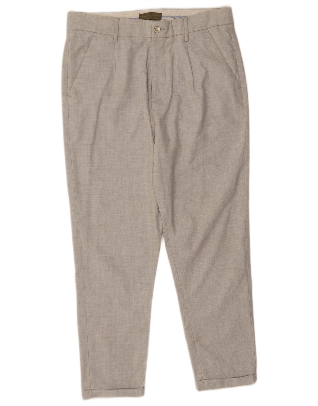 Pantaloni chino con pegging da uomo Zara EU 40 medio W31 L24 poliestere grigio
