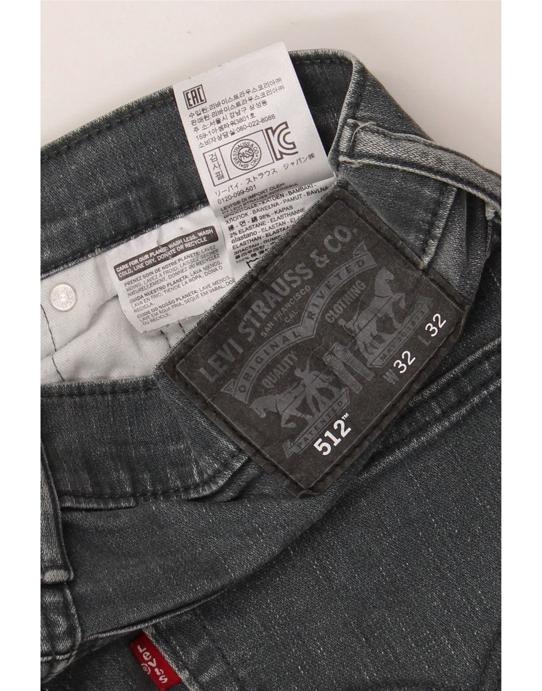 LEVI'S Jeans 512 slim affusolati da uomo W32 L32 cotone grigio