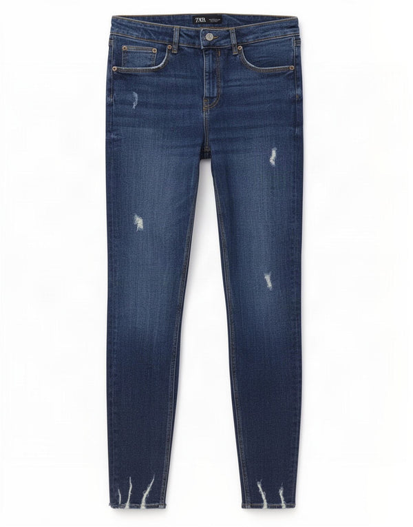 Jeans skinny effetto invecchiato da donna Zara EU 40 medio W30 L29 cotone blu