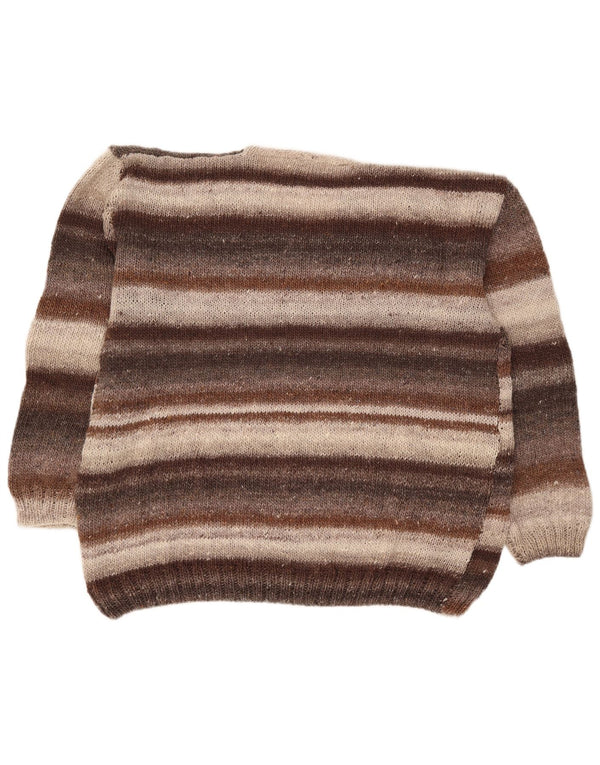 Maglione vintage da uomo con scollo a V XL a righe marroni