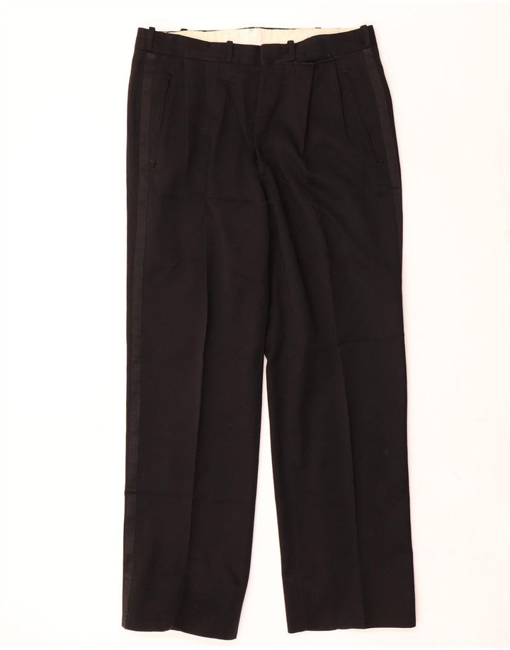 Abito vintage da uomo a 1 bottone e 2 pezzi IT 52 XL W32 L30 Nero