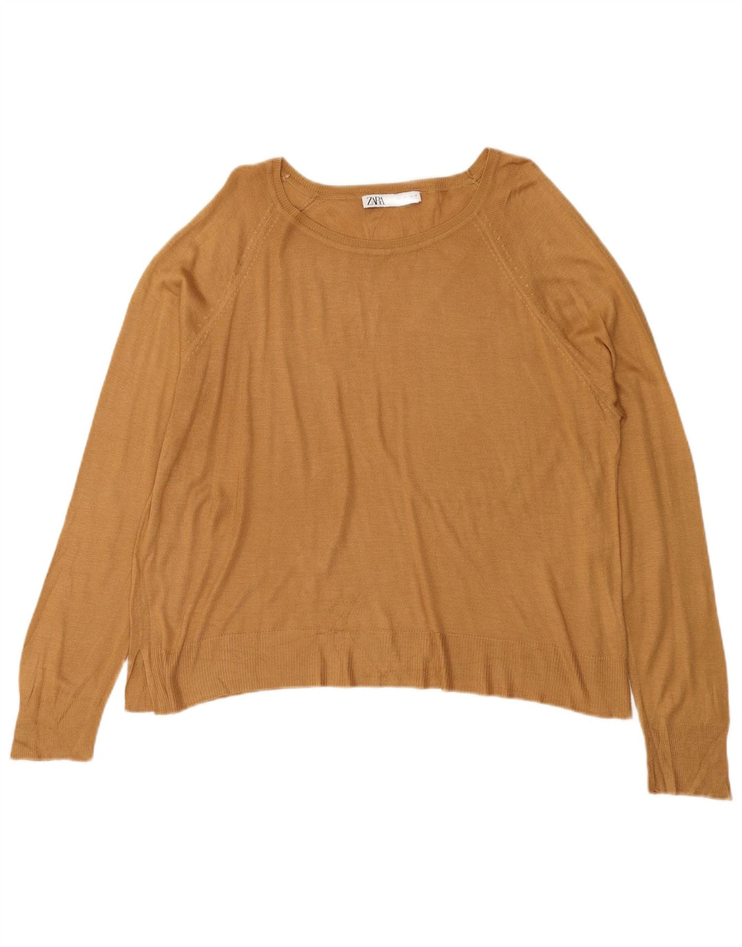 ZARA Maglione da Donna Oversize con Scollo a Barca UK 16 Large Marrone