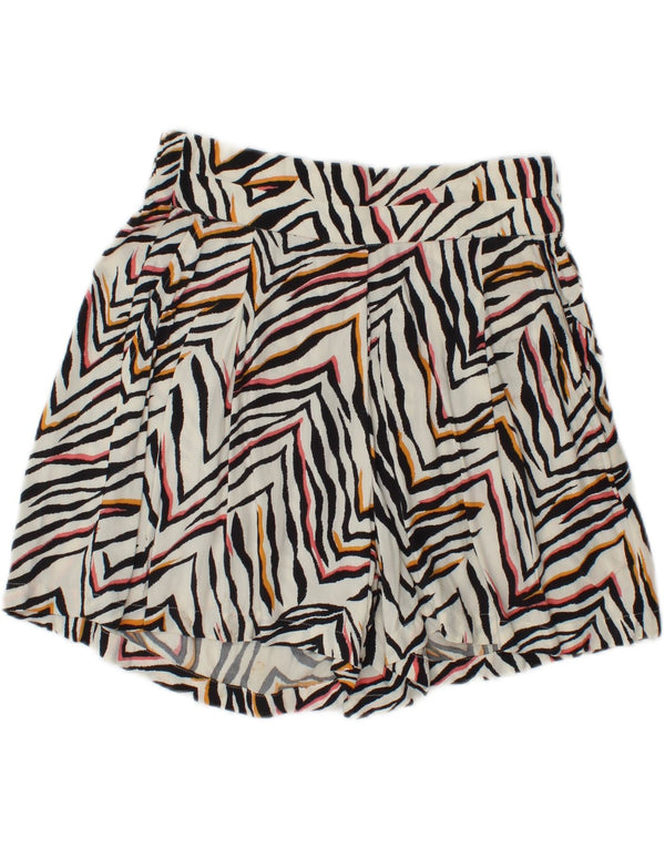 Pantaloncini casual da donna Marks & Spencer UK 8 piccoli W28 stampa animalier bianca