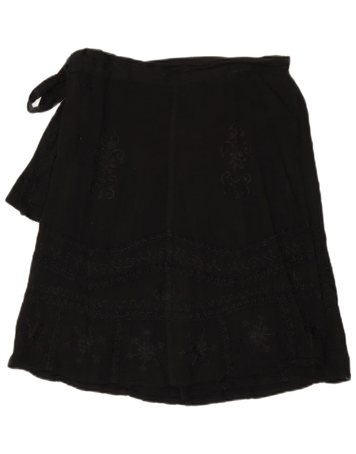 Gonna a portafoglio vintage da donna W30 media nera con motivo cachemire