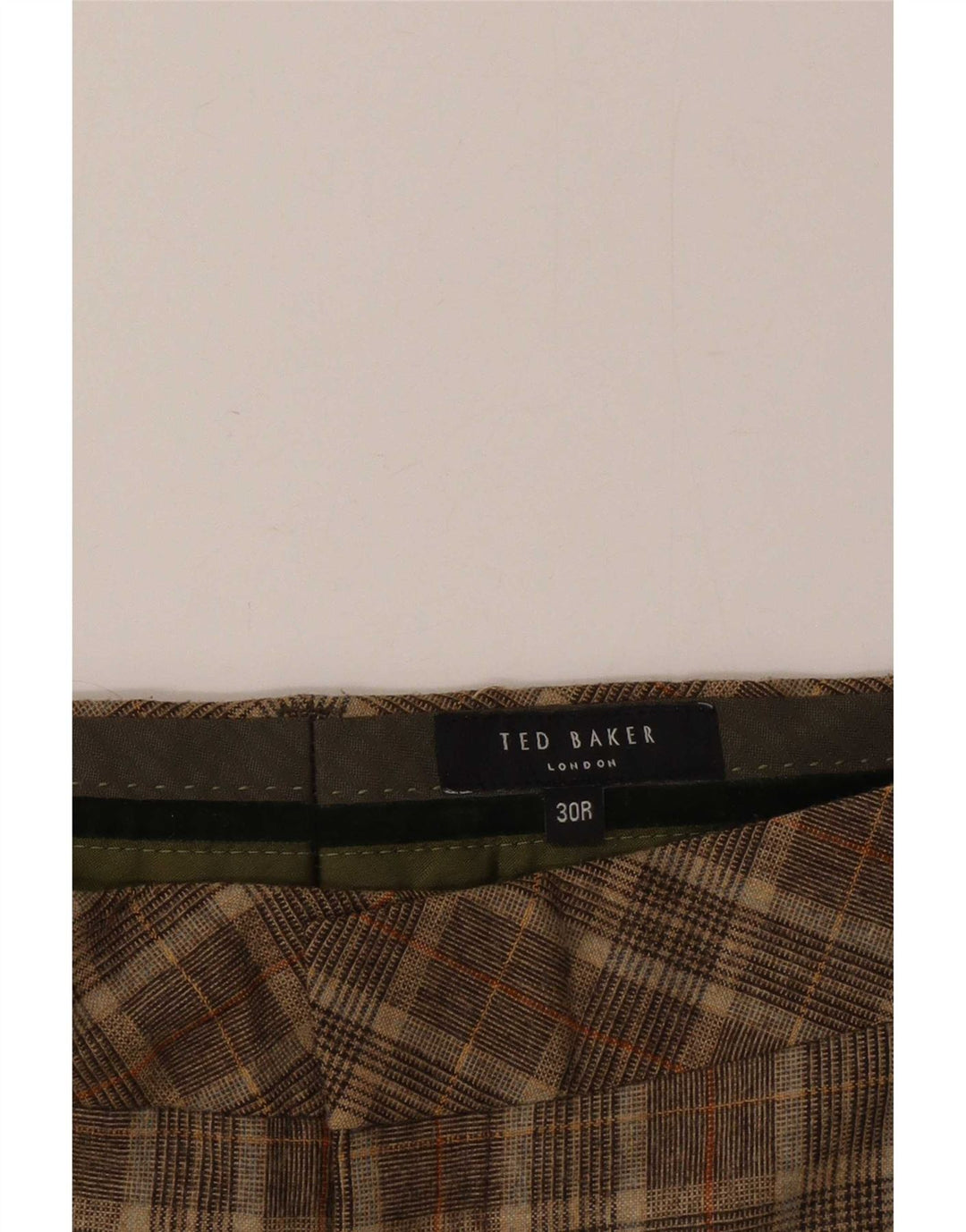 Pantaloni casual slim fit da uomo Ted Baker W30 L32 lana a quadri marroni