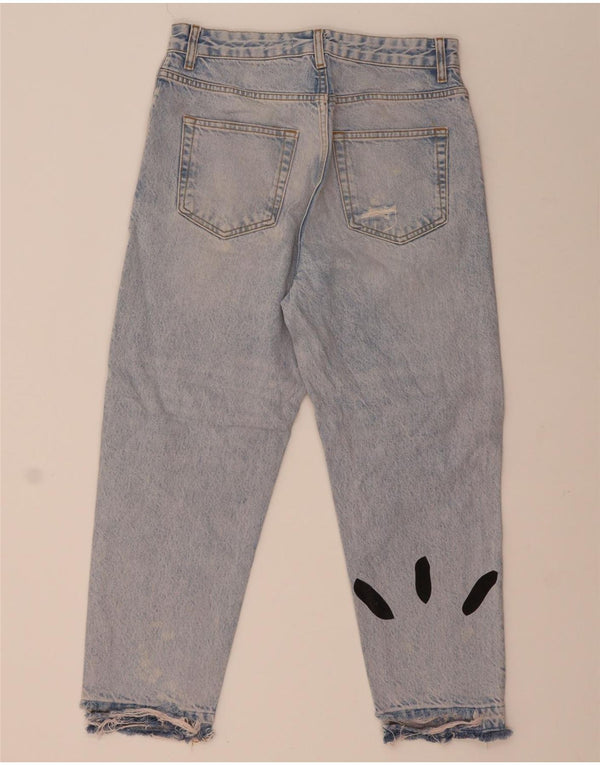 Jeans corti da uomo Zara con grafica invecchiata EU 38 piccolo W30 L24 cotone blu