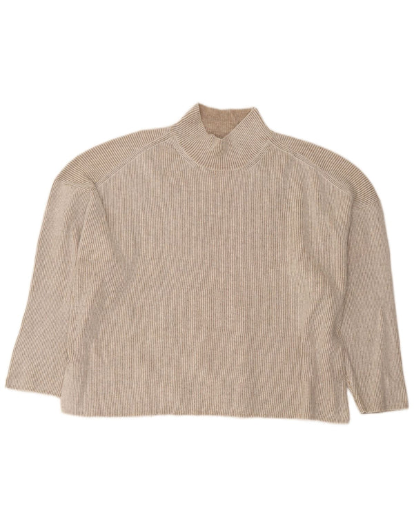 Maglione maglione a collo alto da donna Marks & Spencer UK 18 XL a righe beige