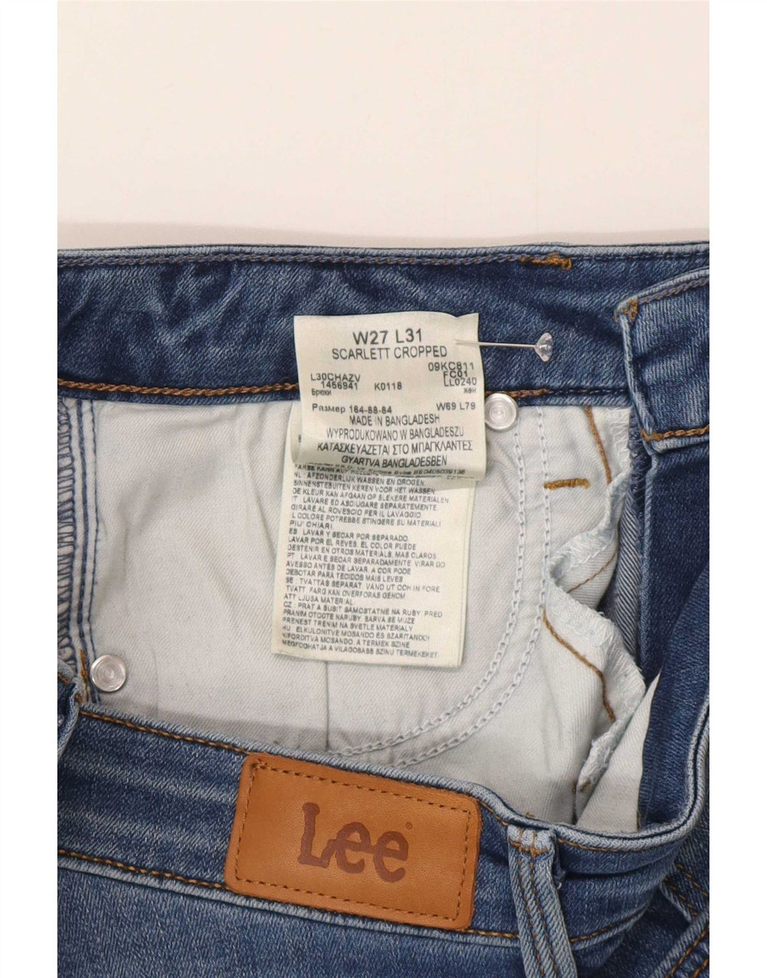 Jeans corti Lee Scarlett da donna W27 L26 cotone blu