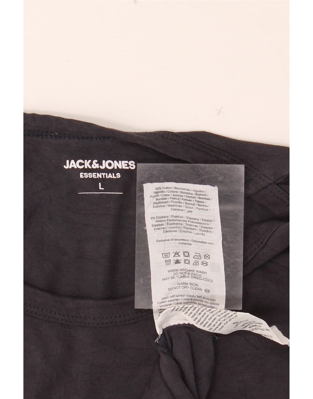 JACK & JONES Mens T-Shirt Top Large Navy Blue Cotton