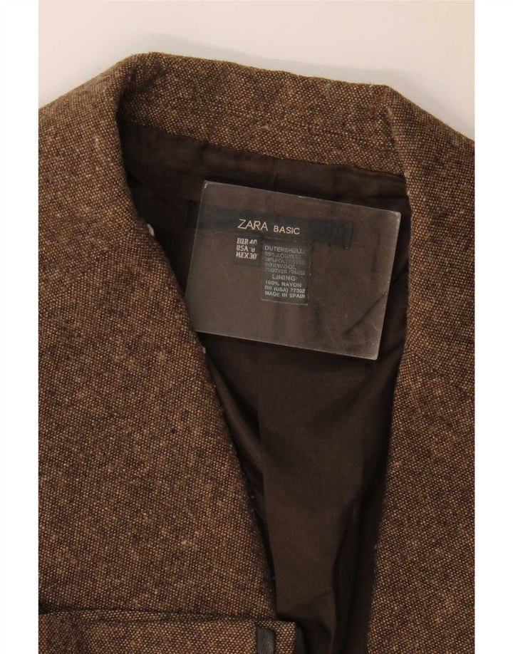 Giacca blazer a 1 bottone da donna Zara EU 40 Acrilico screziato marrone medio