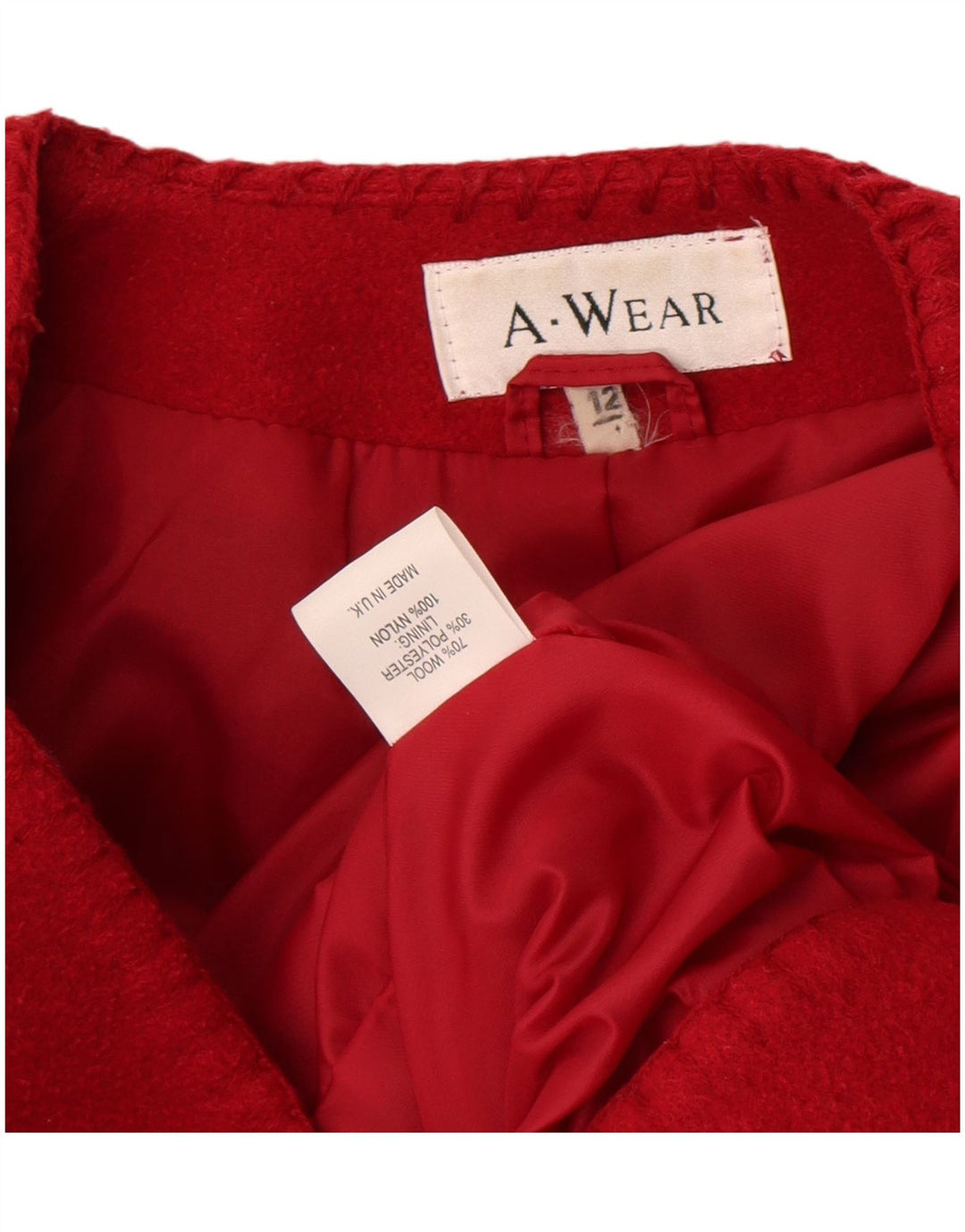 A.Wear Giacca Blazer a 3 Bottoni da Donna UK 12 Lana Rossa Media