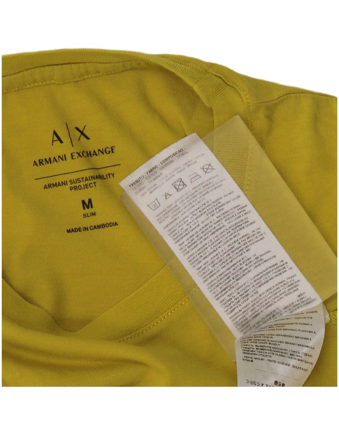 T-shirt grafica da uomo slim fit Armani Top in cotone giallo medio