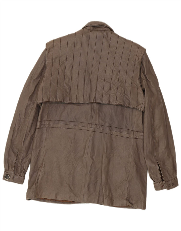 Giacca in pelle vintage da donna IT 48 XL Marrone