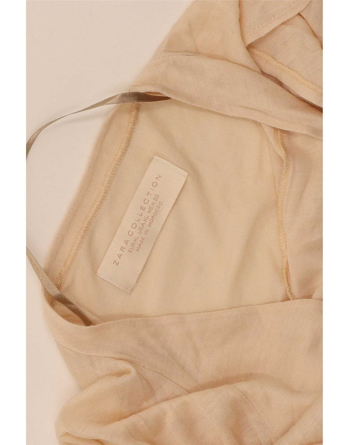 Top Camicetta Donna Zara UK 18 XL Beige