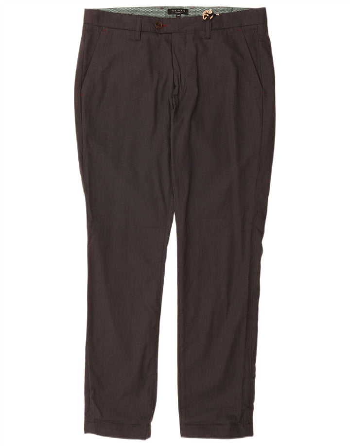 Pantaloni da abito slim da uomo Ted Baker W34 L32 in cotone grigio