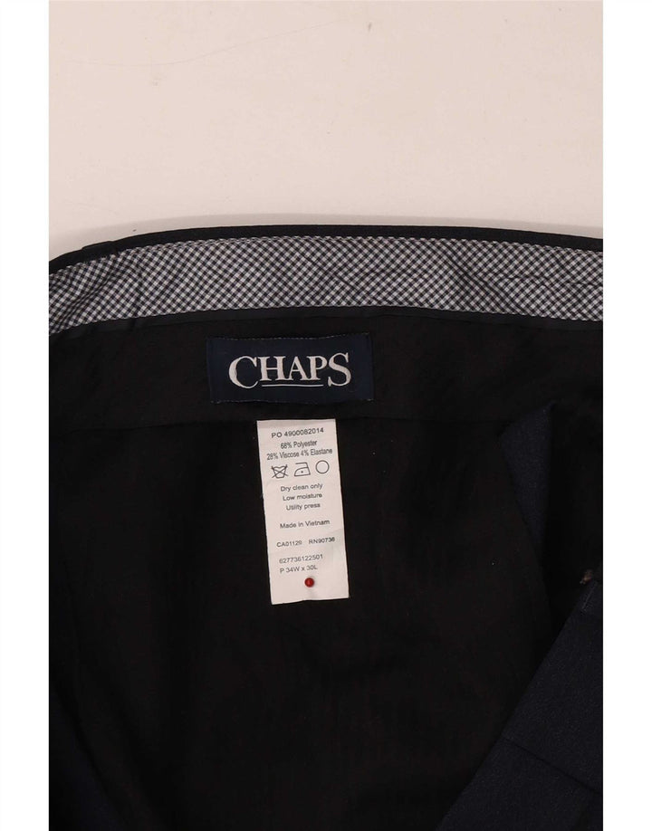 Pantaloni da abito da uomo dritti vestibilità regolare Chaps W34 L30 poliestere blu navy