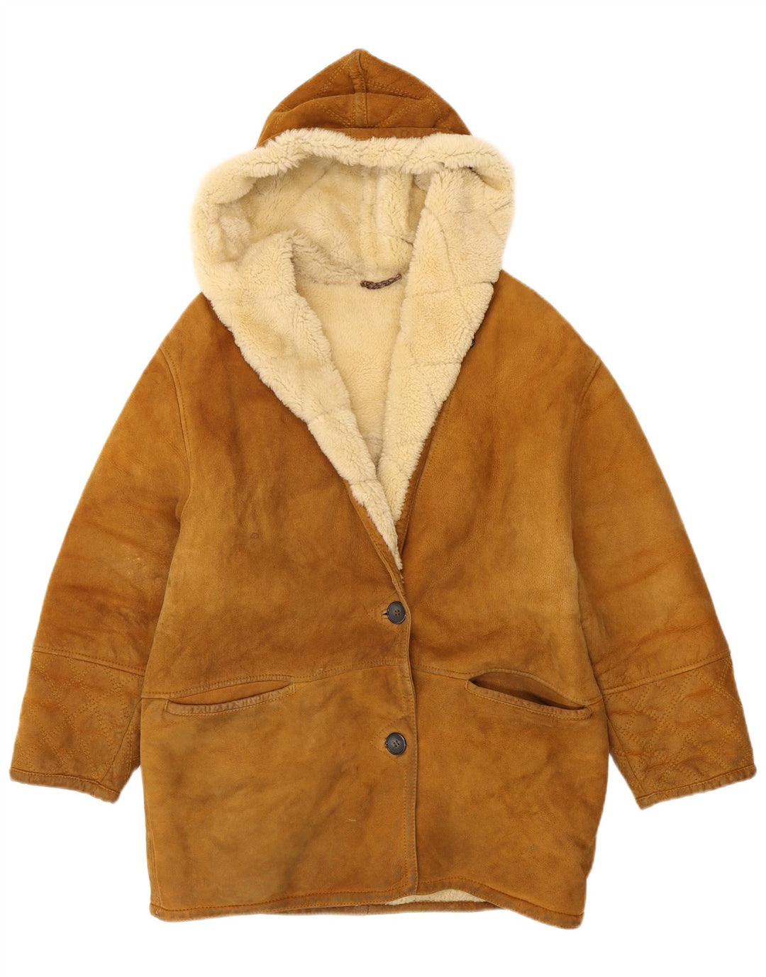 Giacca in shearling con cappuccio da donna Conbipel UK 16 Large Beige