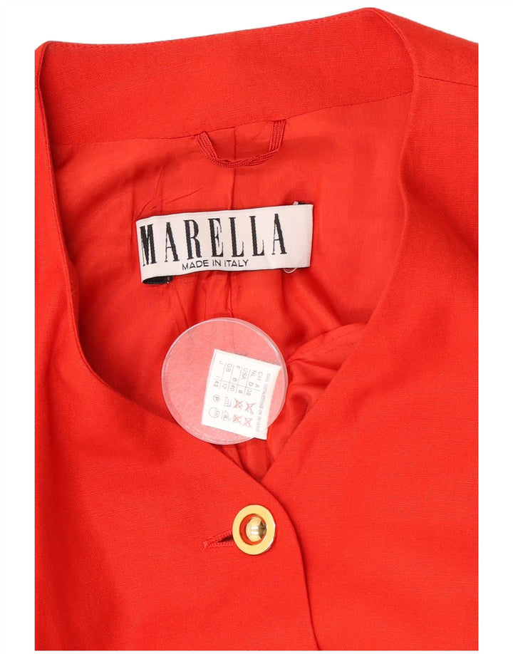 Giacca blazer a 4 bottoni senza maniche da donna Marella UK 12 Lino rosso medio