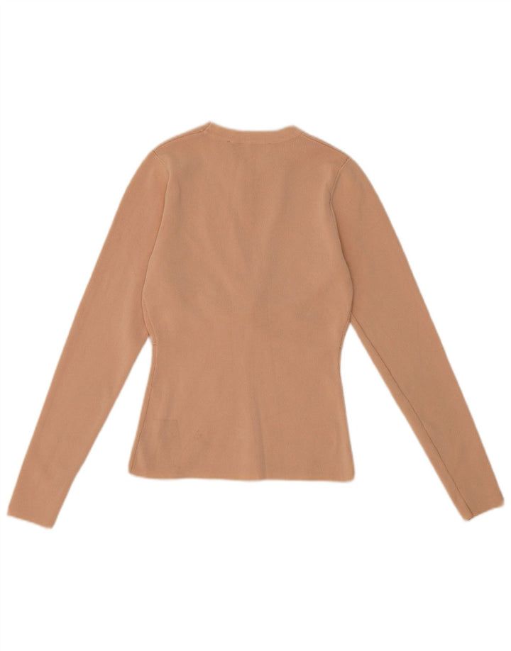 Top Zara da donna a maniche lunghe UK 8 Small Beige Viscosa