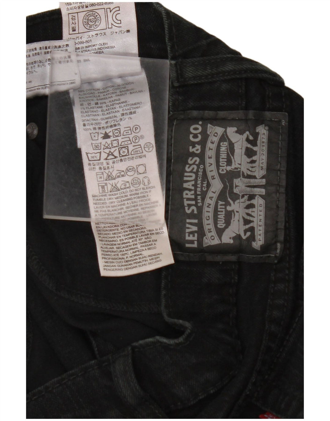 Jeans dritti da uomo LEVI'S W36 L29 cotone nero