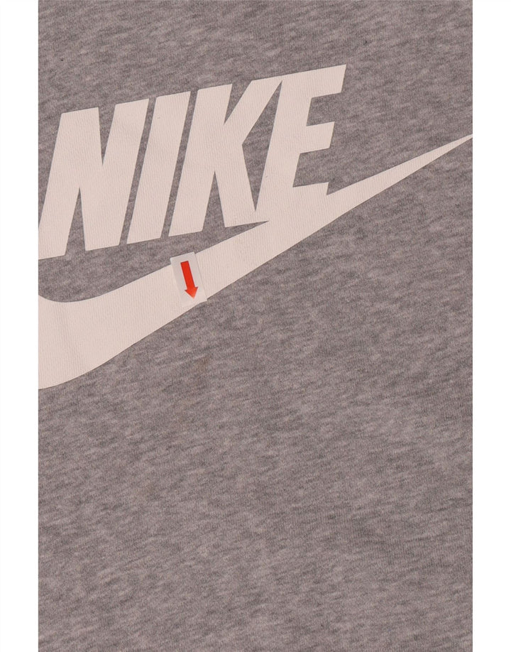 Felpa con grafica Nike da donna, maglione UK 10, piccolo cotone grigio screziato
