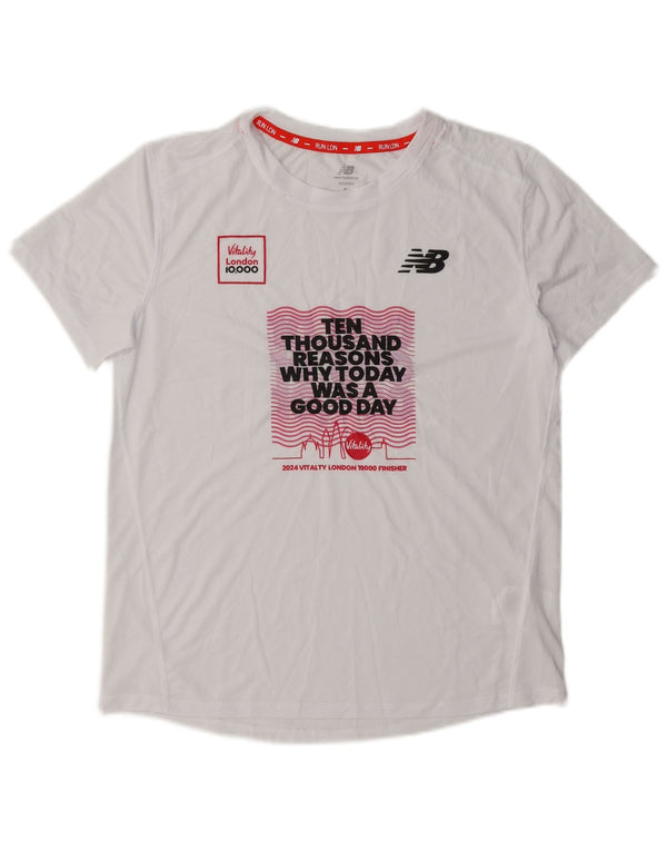 T-shirt grafica oversize da donna New Balance Top UK 10 Small Bianca