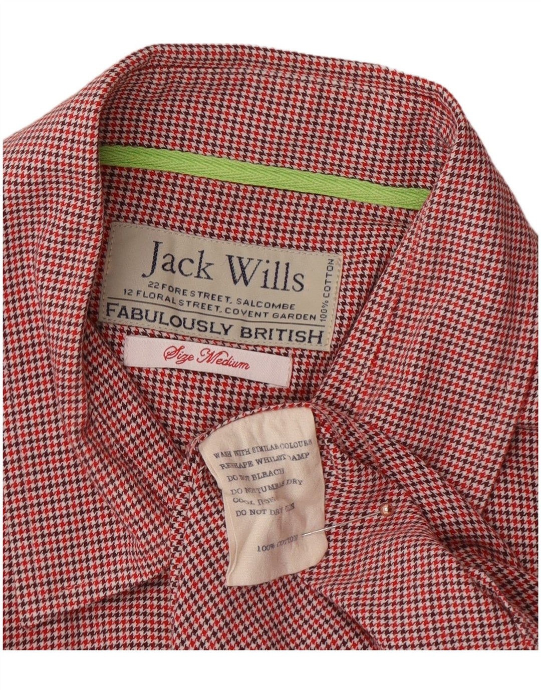 JACK WILLS Mens Shirt Medium Red Houndstooth Cotton