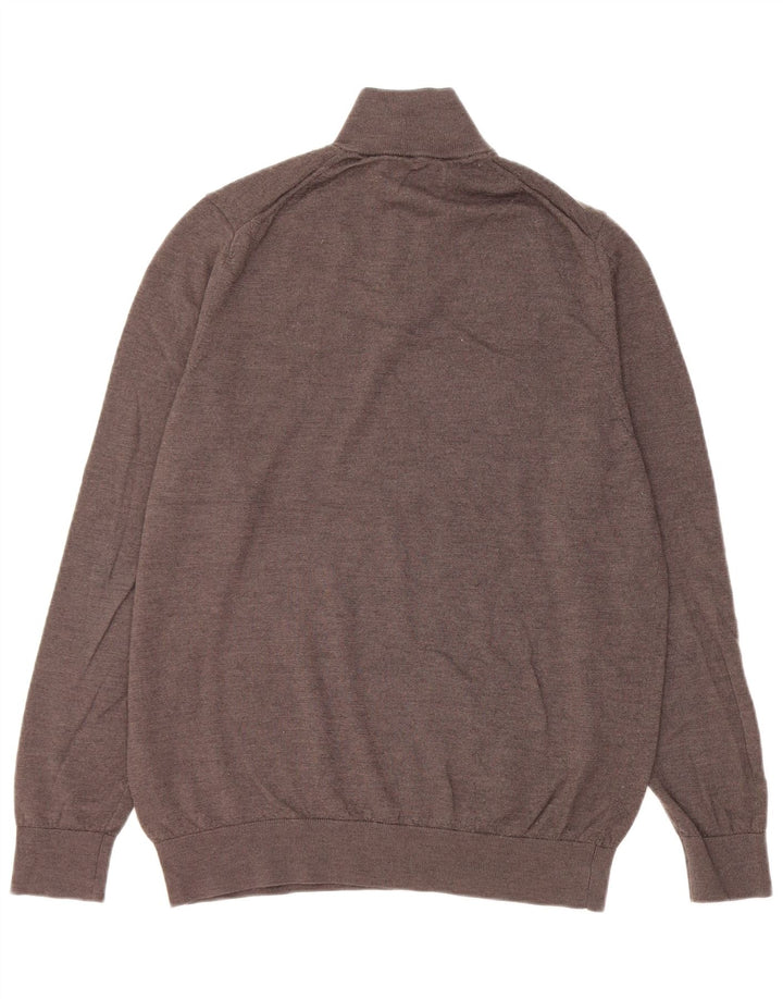 Marks & Spencer Maglione da uomo con collo con zip autografo grande marrone