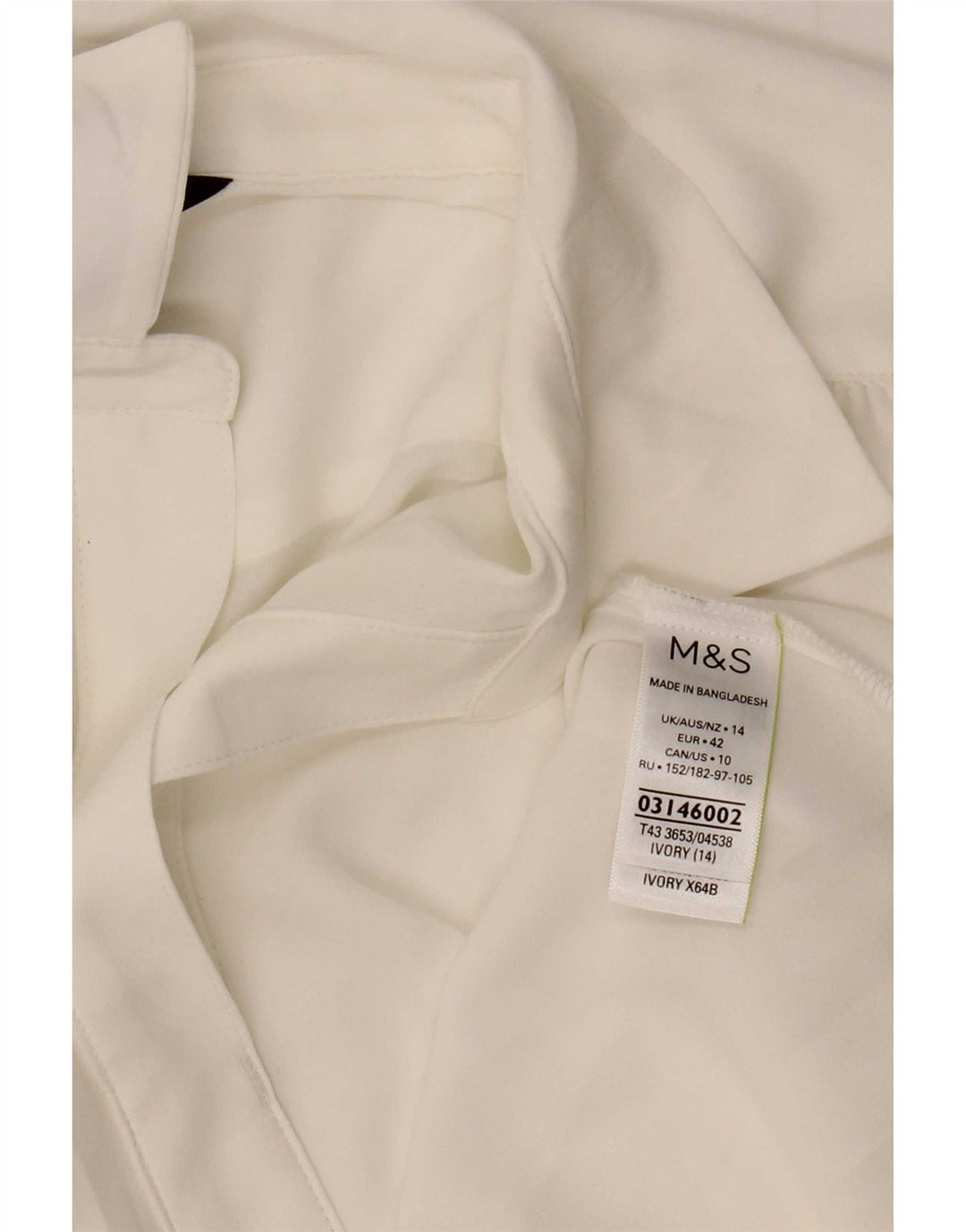 Marks & Spencer camicetta da donna Top UK 14 grande bianco poliestere