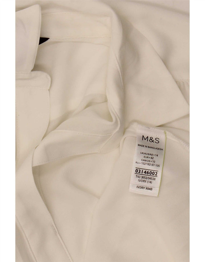 Marks & Spencer camicetta da donna Top UK 14 grande bianco poliestere