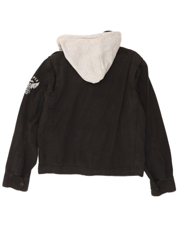 Giacca militare con cappuccio da uomo Alpha Industries UK 42 XL cotone nero