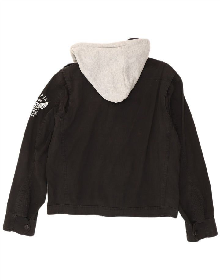 Giacca militare con cappuccio da uomo Alpha Industries UK 42 XL cotone nero