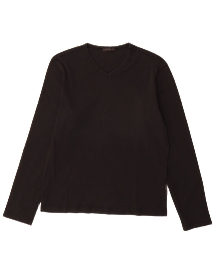 SERGIO TACCHINI Top da donna manica lunga UK 12 medio cotone nero