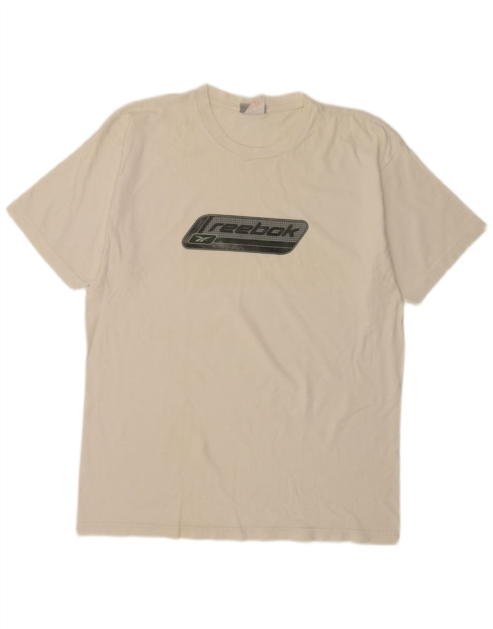 T-shirt grafica da uomo Reebok Top grande in cotone bianco sporco