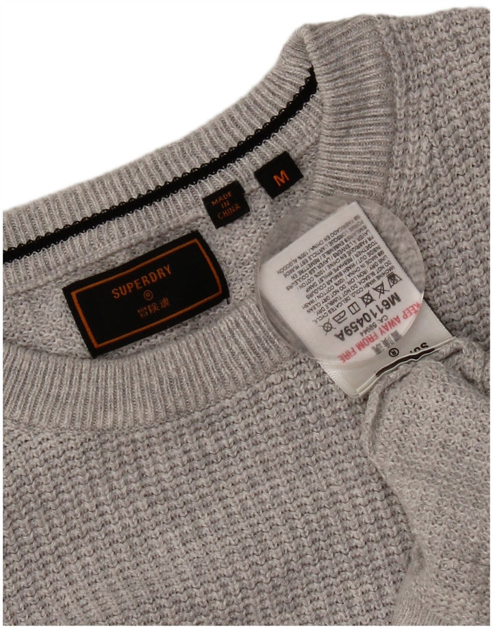 Maglione maglione girocollo da uomo Superdry in cotone grigio medio