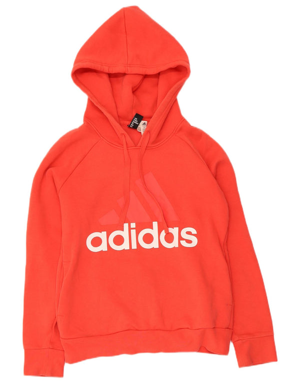 Felpa con cappuccio grafica da donna Adidas UK 10 piccola in cotone rosso