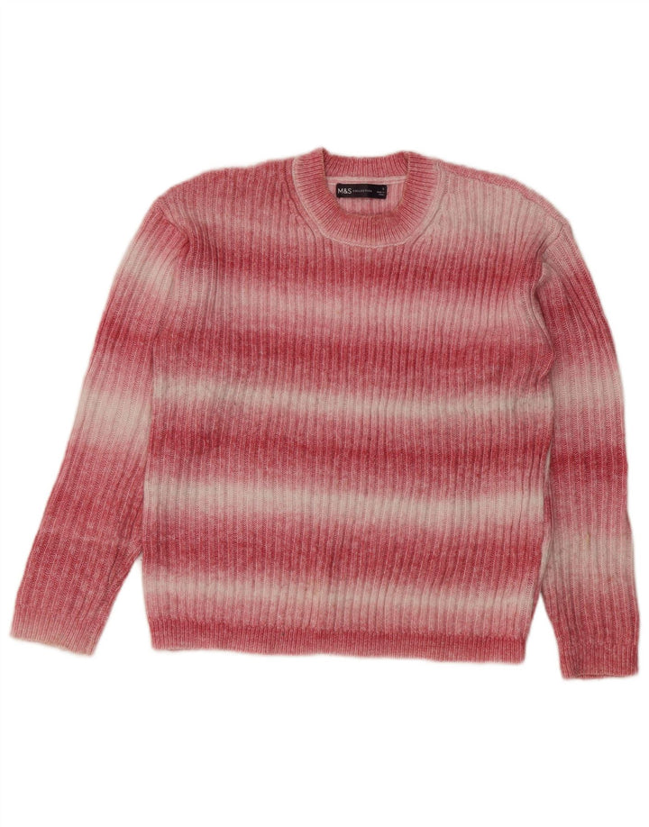 Maglione maglione girocollo da donna Marks & Spencer UK 10 piccolo a righe rosa