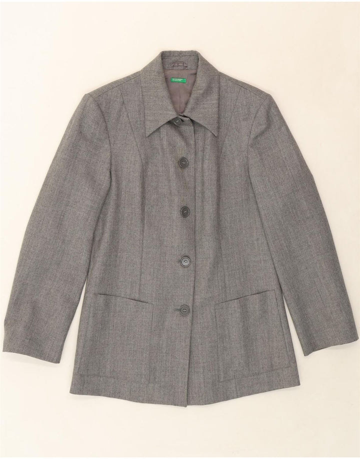 BENETTON Womens 5 Button Blazer Jacket IT 44 Medium Grey New Wool Vintage Benetton and Second-Hand Benetton from Messina Hembry 