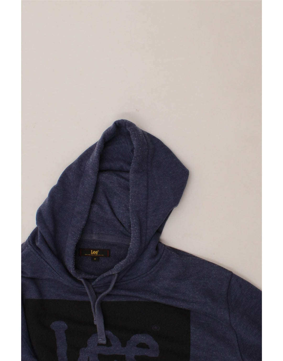 LEE Mens Graphic Hoodie Jumper Medium Navy Blue Cotton Vintage Lee and Second-Hand Lee from Messina Hembry 
