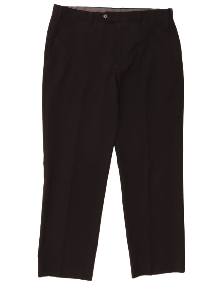 Pantaloni da abito vestibilità regolare da uomo Marks & Spencer W34 L27 poliestere nero