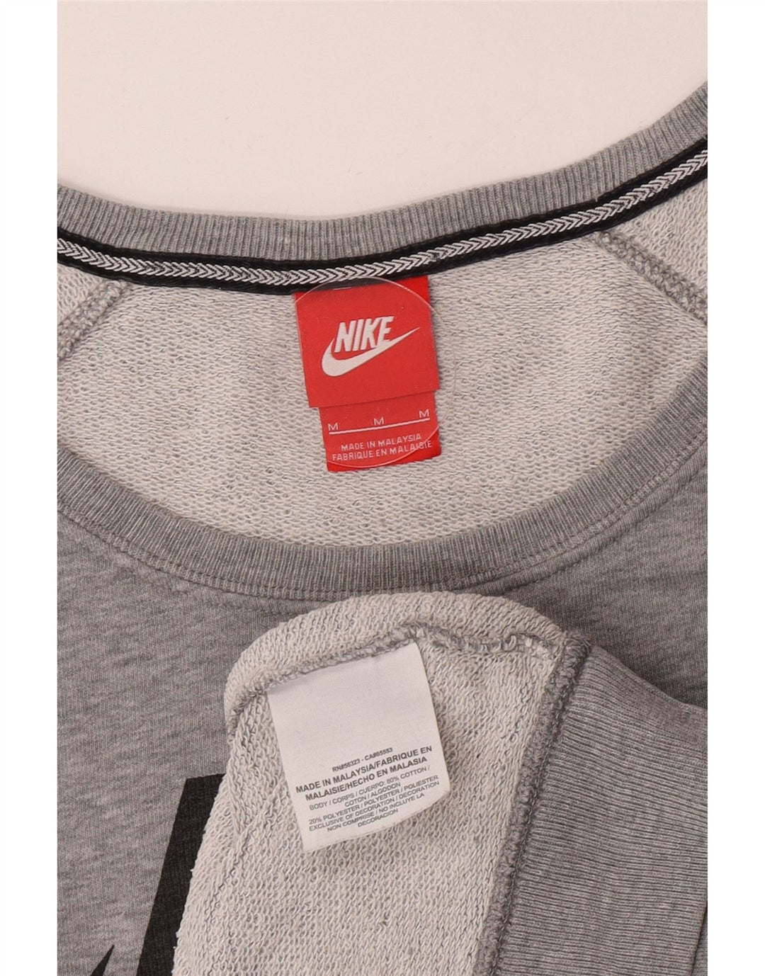 Felpa Nike da donna con grafica ampia e vestibilità ampia, UK 14, cotone grigio medio