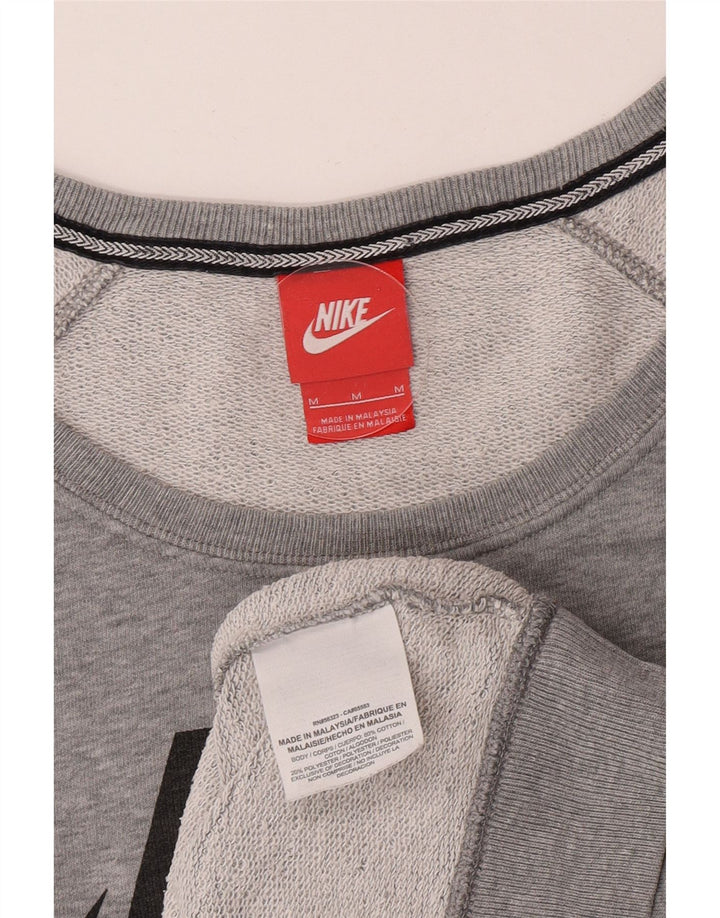 Felpa Nike da donna con grafica ampia e vestibilità ampia, UK 14, cotone grigio medio