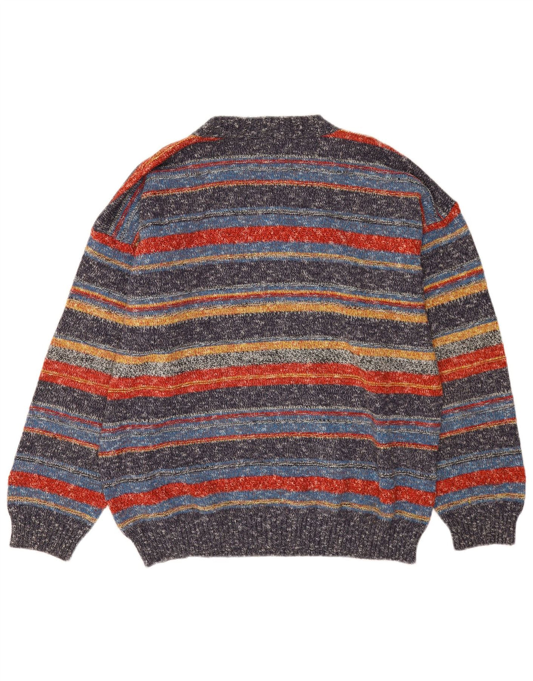 Maglione da uomo con scollo a V Oxymel, lana a righe grandi multicolori
