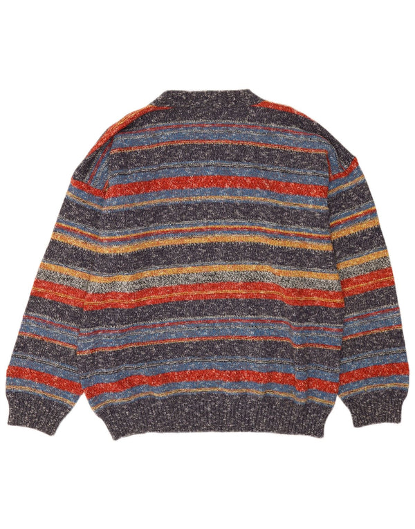 Maglione da uomo con scollo a V Oxymel, lana a righe grandi multicolori