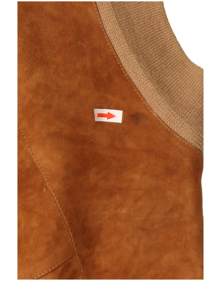 Giubbotto bomber in pelle scamosciata da uomo VINTAGE UK 36 piccolo beige