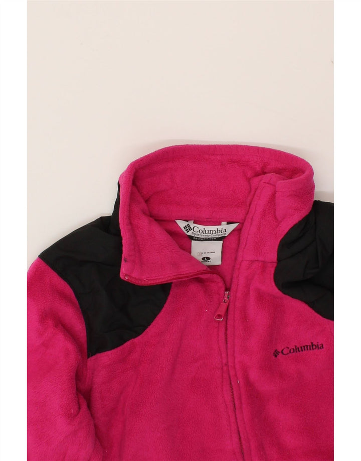 COLUMBIA Womens Fleece Jacket UK 16 Large Pink Colourblock Polyester Vintage Columbia and Second-Hand Columbia from Messina Hembry 