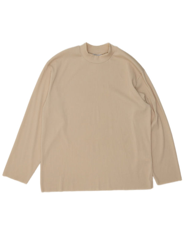 Top Zara da uomo a maniche lunghe XL in poliestere beige